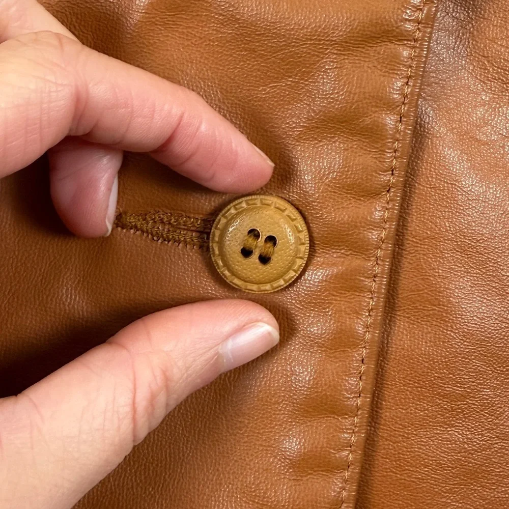 VTG Clipper Mist Genuine Leather Blazer Jacket Women’s L Tan Rust Retro 70s 80s - Picture 5 of 15